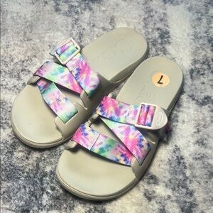 Chaco Gray Sandals with Multicolor Straps